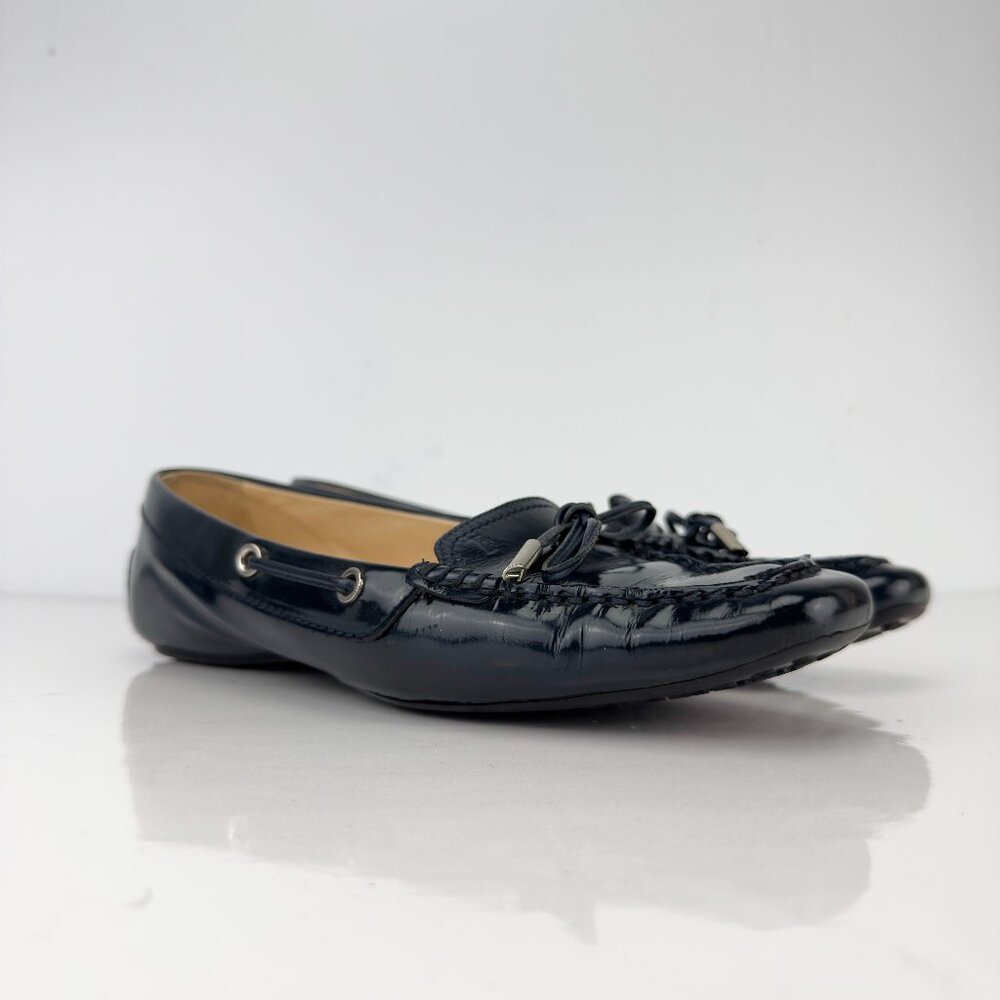 Tod's Navy Patent Leather Moccasin Loafers 6.5 - Picture 3 of 10